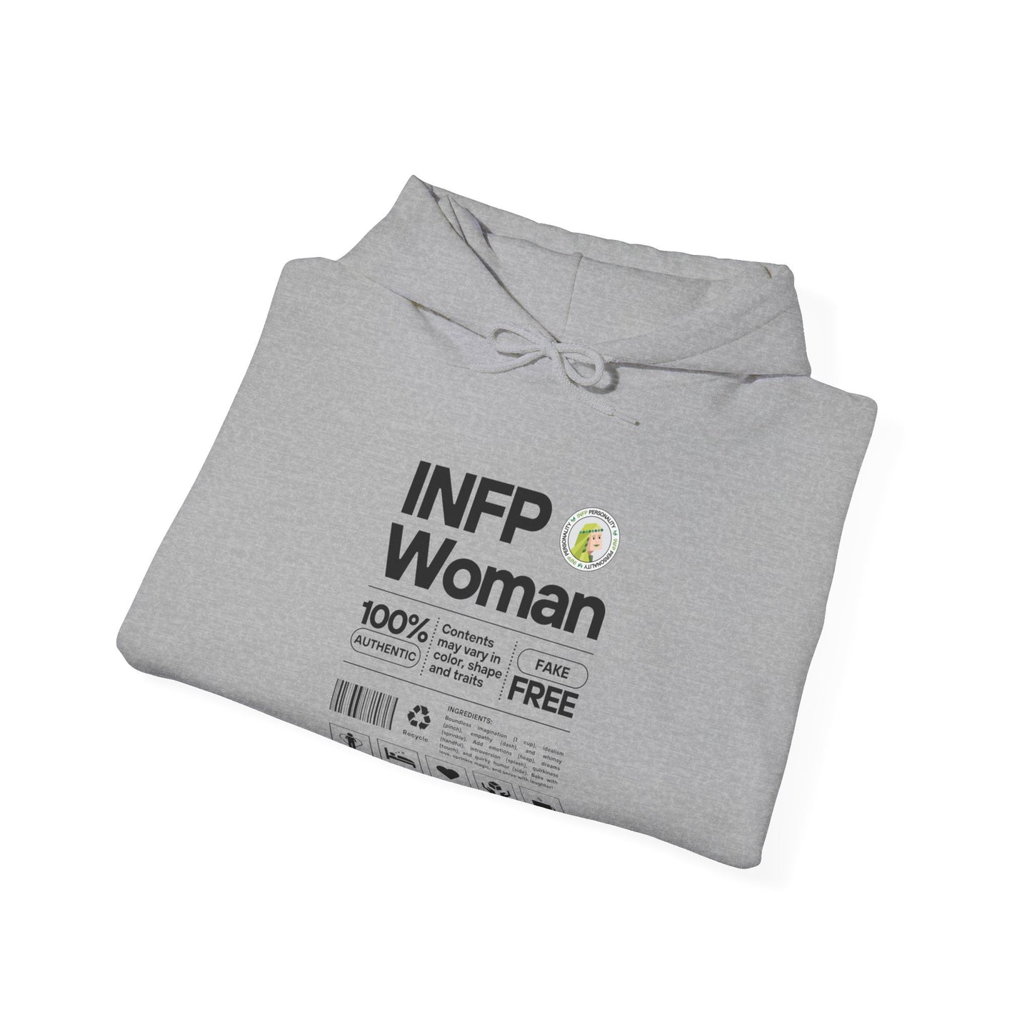 INFP Woman Ingredients Black Text Hoodie