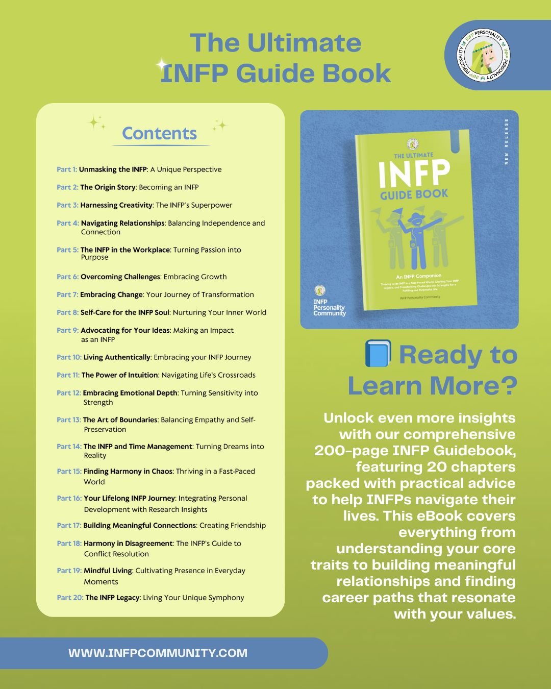 The content list of The Ultimate INFP Guide Book  | INFP ebook |INFP book | INFP guide | by INFP Personality Community